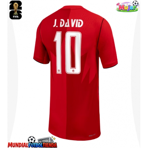 Camiseta Canadá Jonathan David #10 Primera Equipación Replica Mundial 2026 para mujer mangas cortas